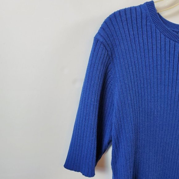 Pendleton Cobalt Blue 11" Short Sleeved Crew Neck Ribbed Sweater Sz L - Picture 5 of 9